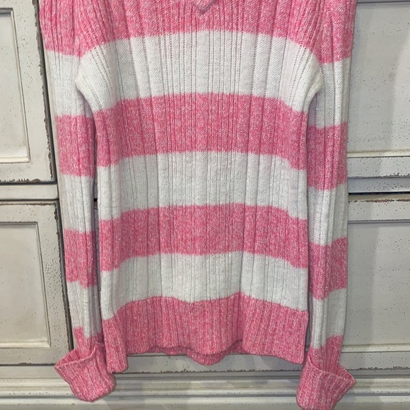 Faded Glory sparkle silver metallic pink white striped knitted sweater M (7-8) - Picture 7 of 7